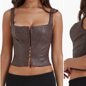 House of CB Faux Leather Corset Tank Small